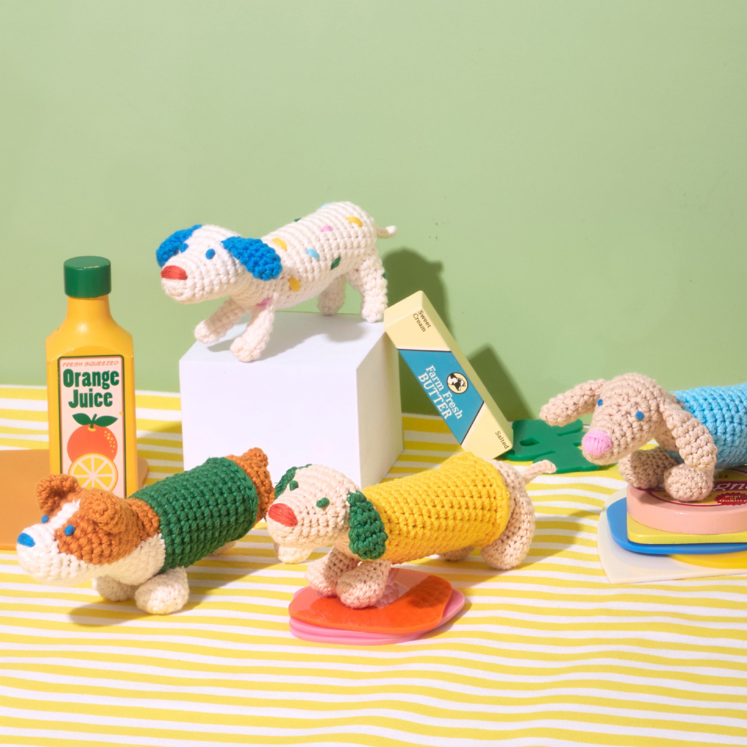 Four legged crochet baby Surprise bag