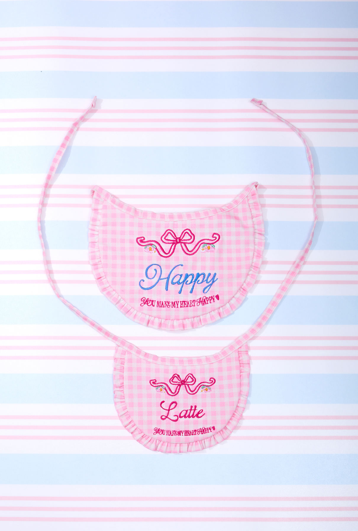 Personalise Pink Checkered Pet bib