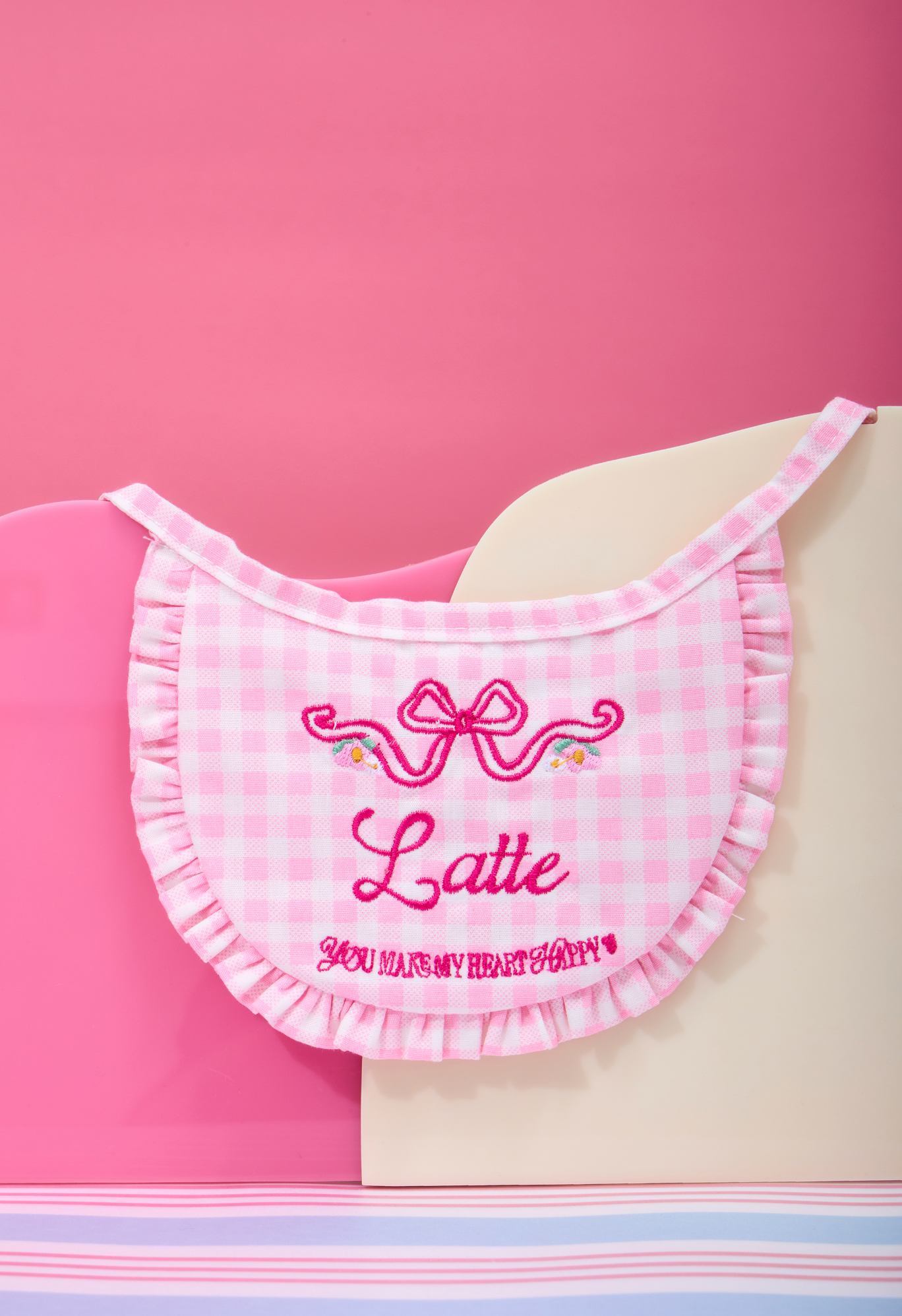Personalise Pink Checkered Pet bib